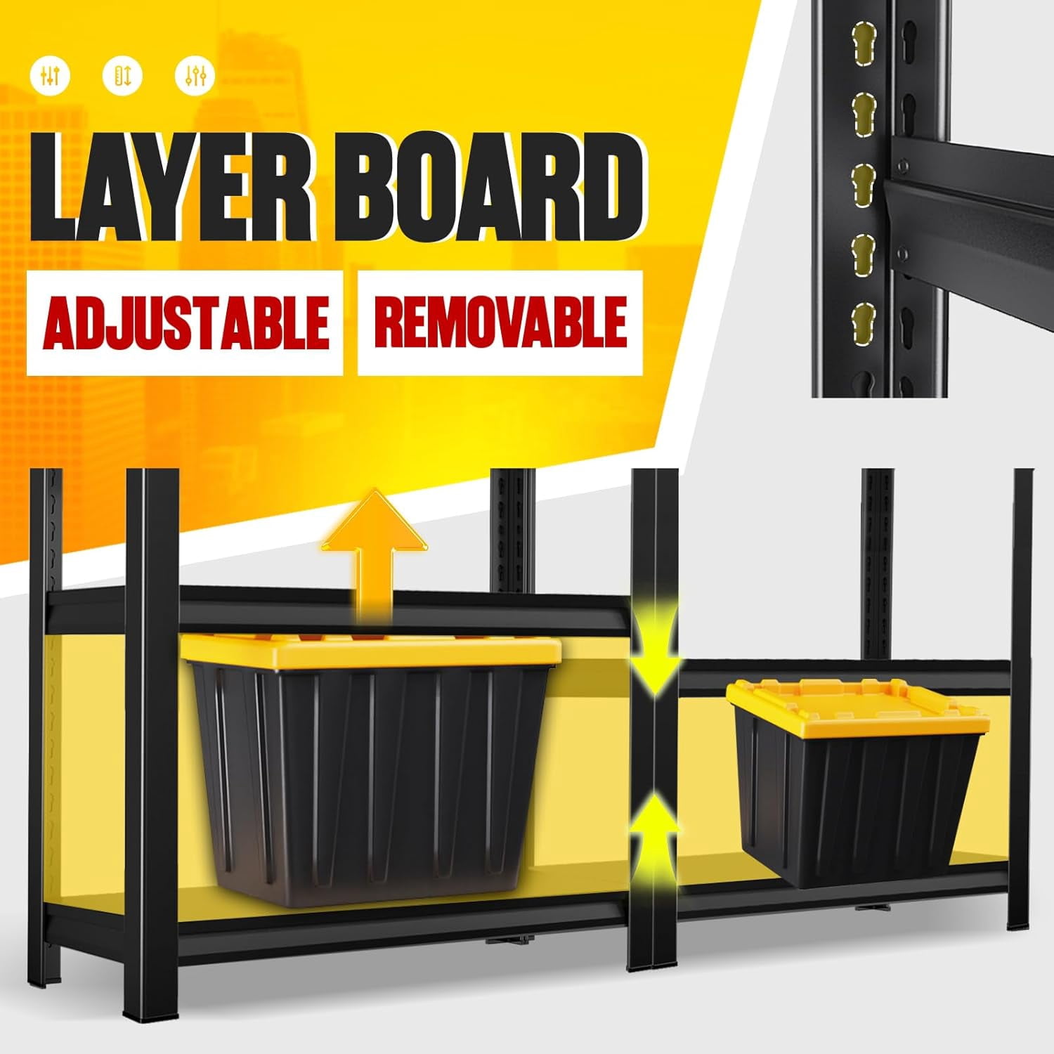 59" W Garage Shelving Heavy Duty Garage Storage Shelves Metal Shelving Unit 5T Adjustable Industrial Utility Shelf 3000LBS Black Organization Rack for Warehouse Storage,72" H x 59" W x 20" D