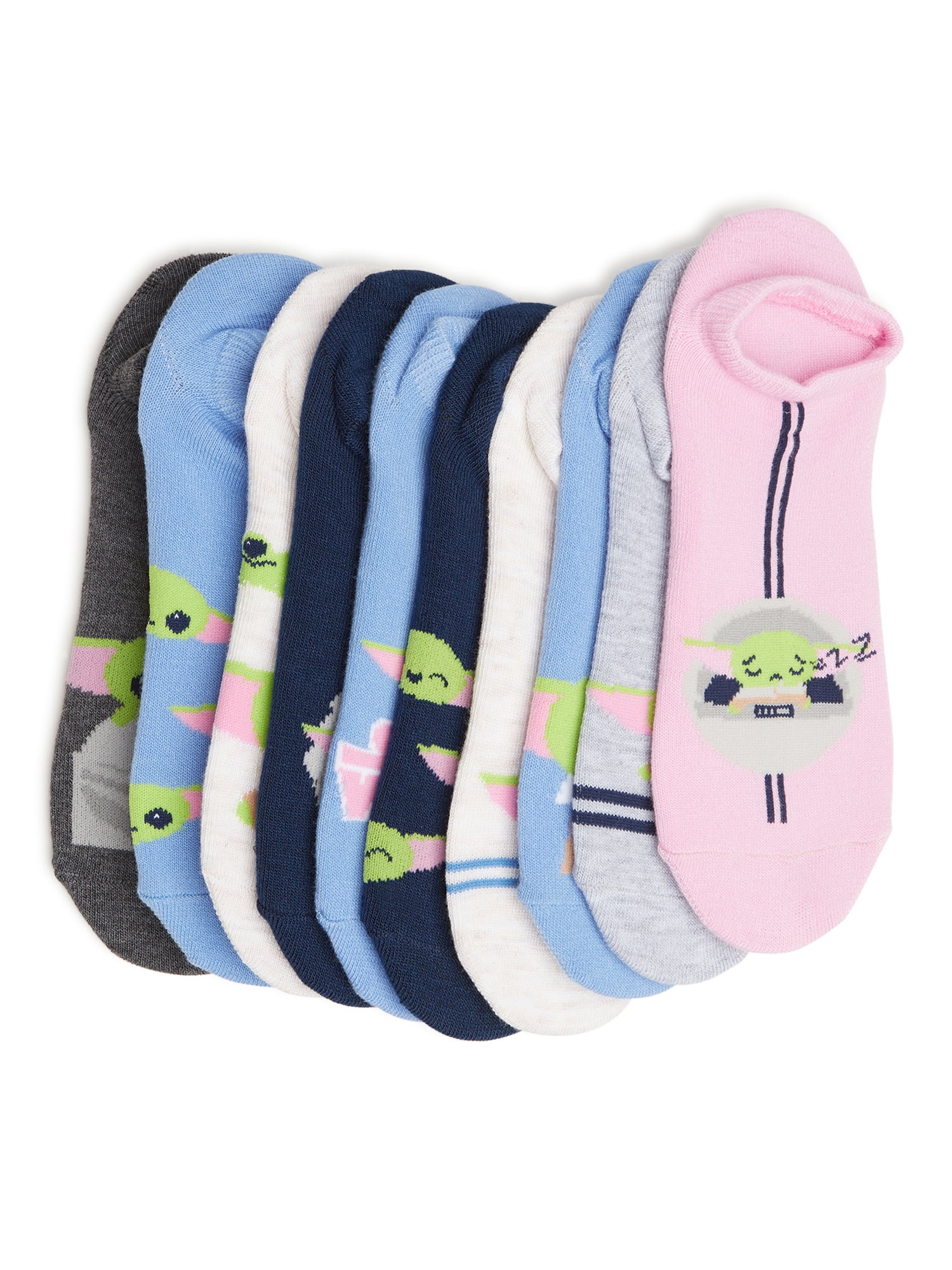 Star Wars Women's The Mandalorian Graphic Super No Show Socks, 10-Pack