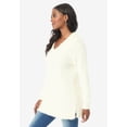 thumbnail image 3 of Roaman's Women's Plus Size Eyelash V Neck Sweater, 3 of 3
