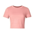 thumbnail image 7 of New summer arrivals Olyvenn Women's Basic Teen Tee Workout Crewneck Short Sleeve Slim Fitted Casual Crop Top Lightweight Layer Yoga Tee Blouses Pink XXL, 7 of 7
