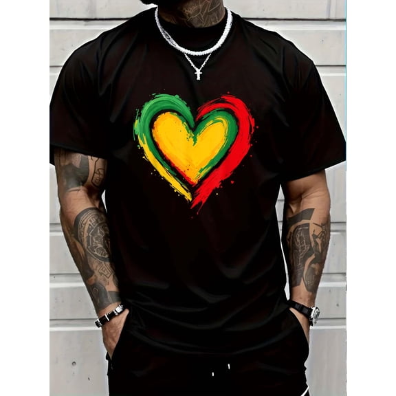 100% Cotton African Heart Black History Month African Brushstroke T-Shirt Graphic T-shirts for men and women