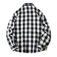 thumbnail image 5 of JUUYY Plaid Shirt for Men Long Sleeve Relaxed Fit Button Down Shirt Casual Classic Plaid Turndown Collar Lightweight Shirt with Pocket Black M, 5 of 8