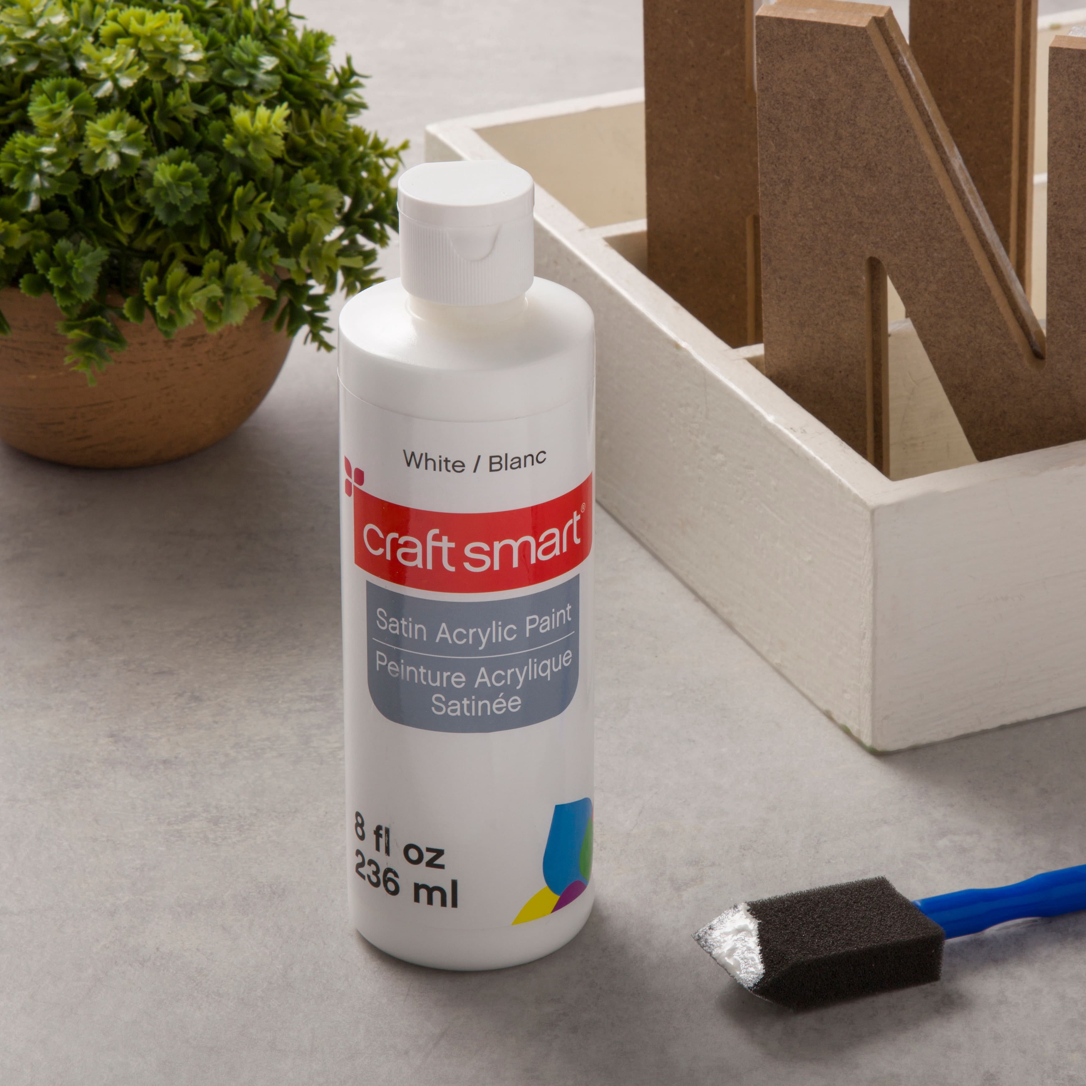 Craft Smart 8oz. White Satin Acrylic Paint - Non-Toxic Paint for Drawing, Painting, Art & Crafts Supplies - Bulk 8 Pack