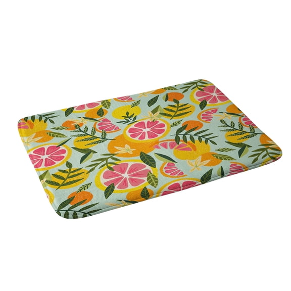 Society6 Cat Coquillette Grapefruit Blooms Mint Palette Bath Mat 34" x 21"