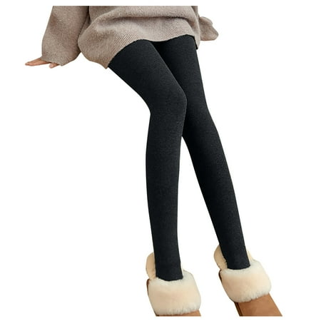 

Knosfe Women Warm High Waist Thermal Thick Velvet Tights Winter Opaque Fleece Lined Pantyhose Free Size