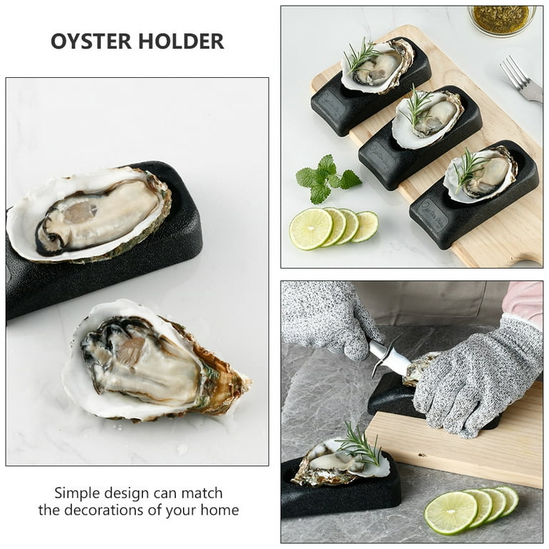 2Pcs Oyster Shucking Clamps Oyster Holders Kitchen Oyster Opener Tools  (Black) 