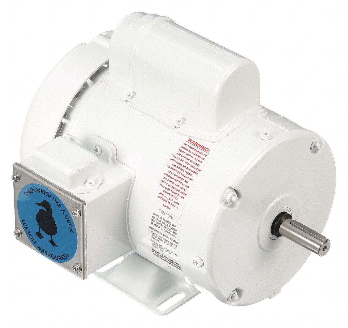 60Hz Fequency Rigid Mounting 1800 RPM 208-230/460V Voltage 3 Phase 56C Frame Leeson 113586.00 White Epoxy Painted Washguard Motor 1/2HP 