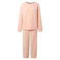 thumbnail image 7 of Women's Casual Pajama Set Fuzzy Fleece Knitted Long Sleeve Pj Loungewear,Pink,M, 7 of 7