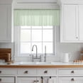 thumbnail image 3 of Sage Green Striped Valance Curtains for Kitchen/Living Room/Bathroom/Bedroom Window, Rod Pocket Small Topper Half Short Window Curtains Voile Sheer Scarf, Modern Simple Farmhouse Beige 54"x18", 3 of 8