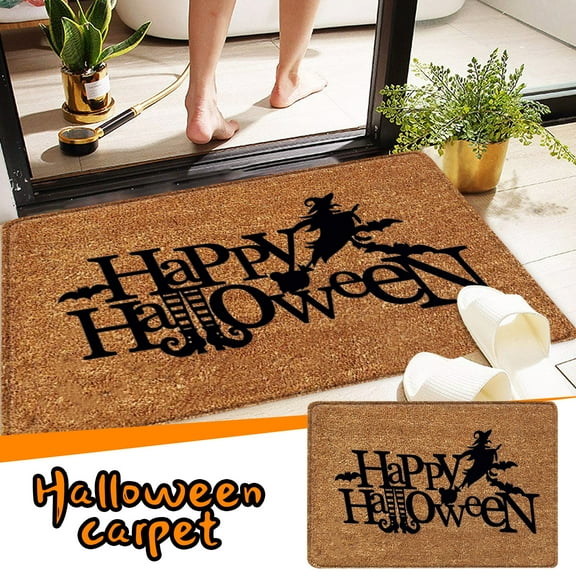 Ytppwn Halloween Door Mat Halloween Witches Non-Slip Doormat Happy Halloween Mat Indoor Outdoor Entrance Floor Door Rug for Home Kitchen Halloween Decorations, 24 x 16 Inch