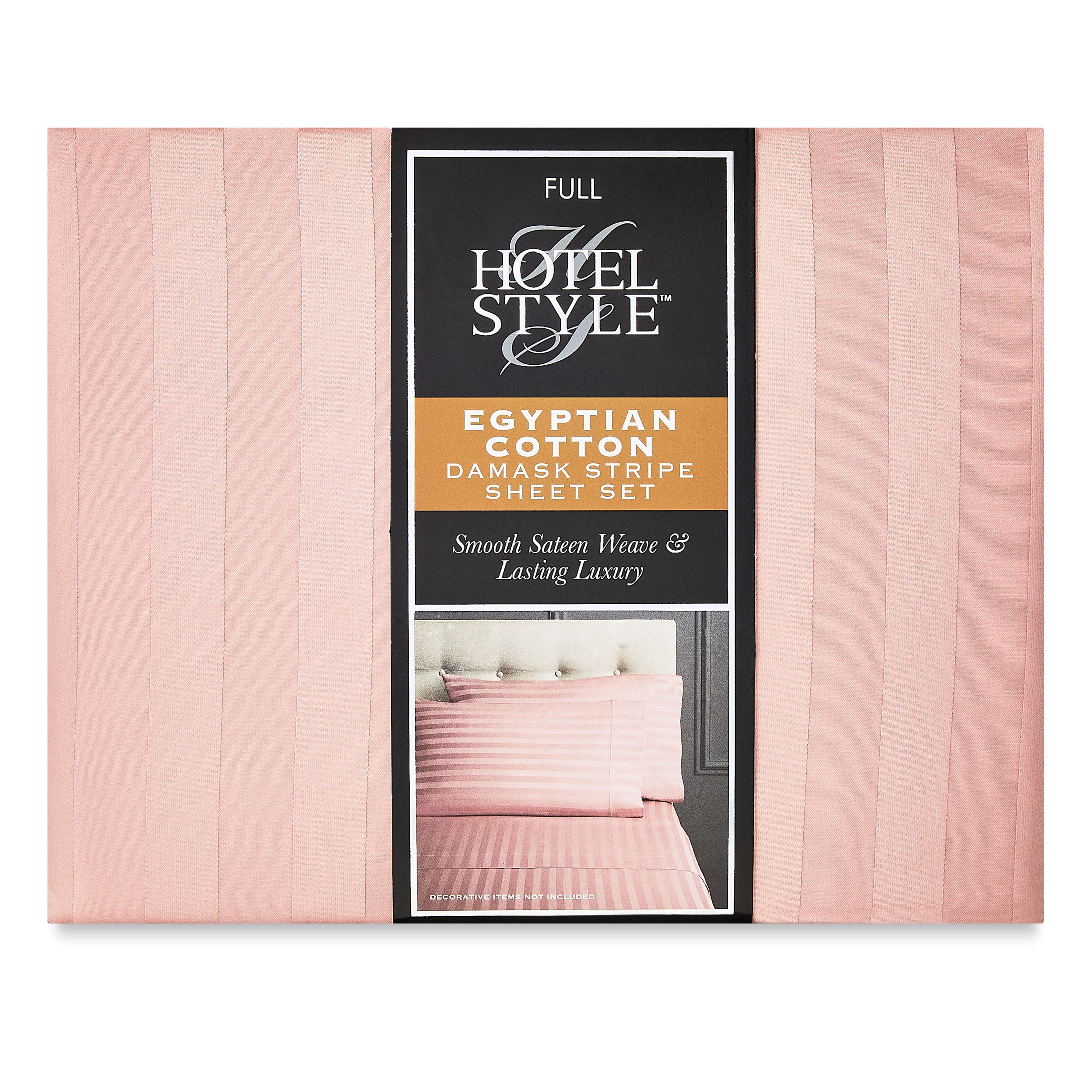 Hotel Style 4-Piece 600 Thread Count Rose Stripe Egyptian Cotton Adult Bed Sheets, Full-Deep Pocket