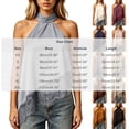 thumbnail image 3 of IUYRTFE Women's Halter Neck Satin Lace Trim Top Sleeveless Elegant Summer Flowy Blouse, 3 of 5