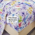 thumbnail image 6 of Viviland Floral Full Sheets, Soft Breathable Microfiber Printed Bed Sheet Set, Deep Pocket Non-Slip Fitted Sheet Included, Purple Flower Pattern, 6 of 7