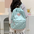 thumbnail image 3 of EDFRWWS Women Nylon Polka Dot Cute Backpack Large Capacity Students Bookbags Multiple Pockets Travel Daypack Bag (Green), 3 of 10