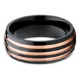 thumbnail image 2 of Tungsten Wedding Band Rose Gold Tungsten Ring Black Tungsten Band Dome Mens Ring Womens Comfort Fit, 2 of 3