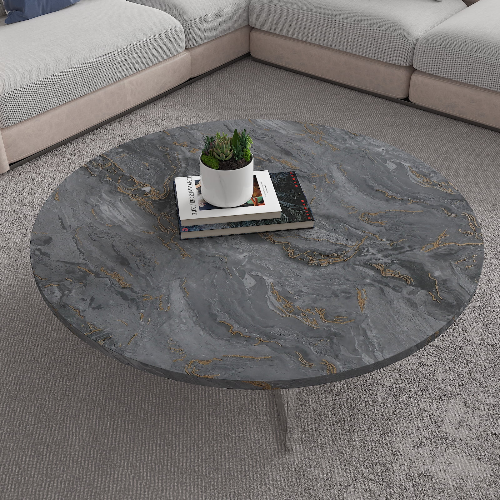 CHIHUT 17.7"x236" Marble Counter Top Peel and Stick Waterproof Dark Grey Matte Marble Contact Paper for Countertops Desk Self Adhesive Marble Wallpaper Vinyl Marble Sticker Countertop for Kitchen