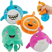 Squishy Sea Creatures Fish Plush Ball by Playmaker-Relieve Stress and Tension- Easy to Squeeze 3 Autism Toy- 1 Pk- Assorted- Basket Filler, Party Favor, Pinata Stuffer- Kids 3+