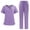 Purple, variant on Scrub Sets for Women Solid Color V-Neck Short Sleeve Long Pants Nurse Uniform with Pock