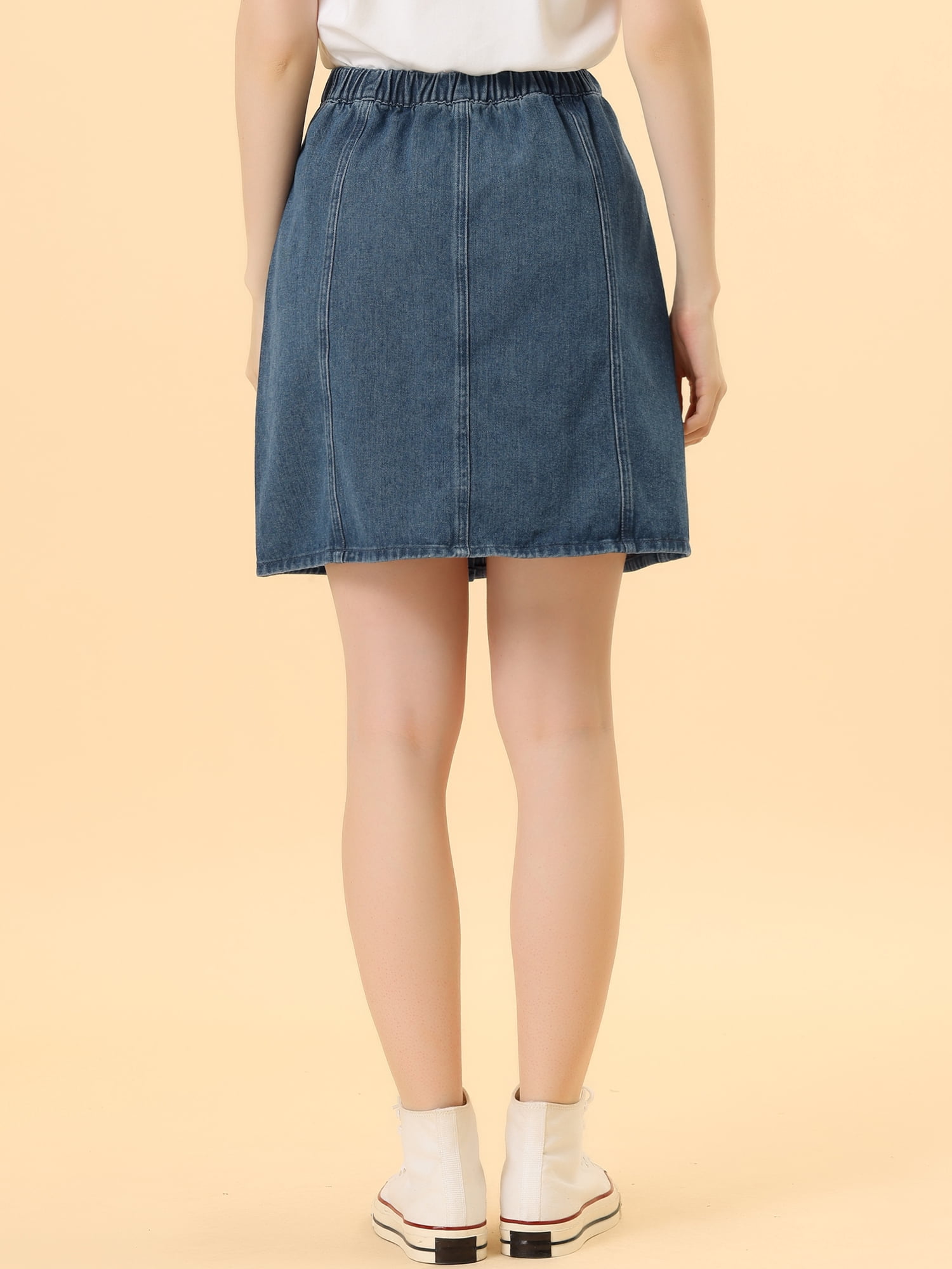 DARING DIVA Women's A-line Button Front Denim Short Skirt XS Dark Blue