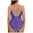 thumbnail image 3 of Huesdet Maillot de Bain une Pièce Aguichant pour Femmes Contrôle du Ventre Rétro [Violet, G], 3 of 6