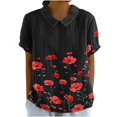 thumbnail image 2 of Fiudx Ropa de Mujer Camiseta Holgada Informal con Estampado para Mujer, Tops de Manga Corta con Cuello de Muñeca, Blusa Bonita y de Lino, 2 of 5