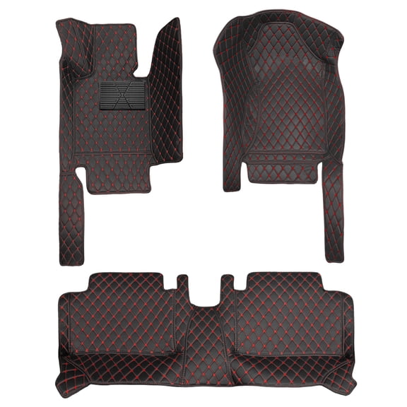 Leadwolf Car floor mats for Buick for Regal 2017–present Leather Full Coverage All Weather waterproof Protection Non-Slip Floor Carpet Black and Red 3pcs