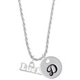 thumbnail image 1 of Delight Jewelry White ''Luck'' with Heart Silvertone Script Initial Disc - D - Charm Necklace, 20"+3", 1 of 4