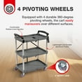 thumbnail image 3 of Elevon Service Cart Portable Utility 3 Tier Collapsible Shelving Unit, Gray, 3 of 7