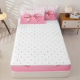 thumbnail image 4 of Homewish Cute Pink Bowknot Zipper Twin Comforter Sets with Fitted Sheet and 2 Pillowcases For Girls,Kawaii Polka Dot Geometric Zipper Bedding Set,Reversible,4-Piece, 4 of 7