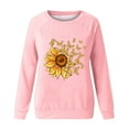 thumbnail image 4 of HKEJIAOI Chandail Graphique Tournesol Femme Manches Longues T-Shirt Décontracté Col Rond chandail Ample, Rose 2TG, 4 of 4