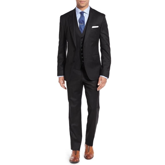 Mens Ticket Pocket Three Piece Modern Fit Black Modern Fit