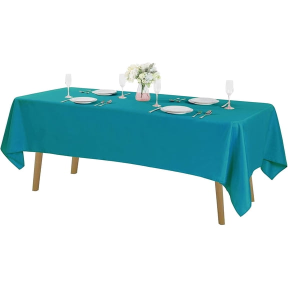 60x120 Inch Caribbean Blue Tablecloth, Washable Polyester Rectangular Table Cover for Wedding Party Dining