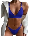 thumbnail image 4 of ZZwxWA Women Bikini Sets Rib Ring Linked Bikini Swimsuit Deep V Neck Two Piece Swimsuit Bathing Suits, 4 of 6