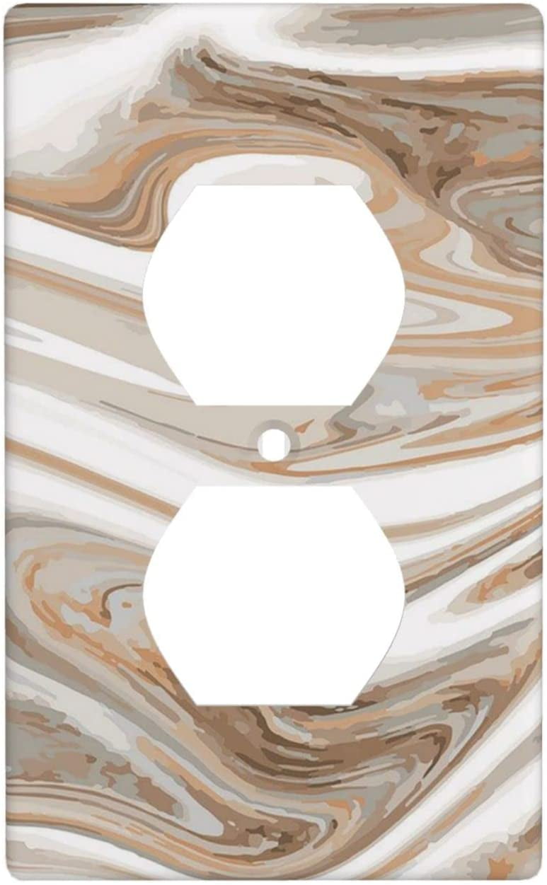 White Gold Marble Duplex Electrical Outlet Cover Unbreakable Decorative Light Switch Wall Plate