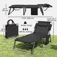 thumbnail image 2 of Set of 2 Outdoor Folding Chaise Lounge Chairs, 29.5" Wide Adjustable Backrest Sun Lounger with Cushion & Side Pocket, Breathable Mesh Steel Frame for Pool, Patio, Beach, Camping, 2 of 7