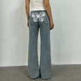 thumbnail image 7 of Women's High Waist Wide Leg Jeans, Butterfly Print Denim Pants, Relaxed Fit Straight Leg Vintage Washed Jeans for Women, Casual Retro Jeans and Daily Outfits-Light Blue, 7 of 7