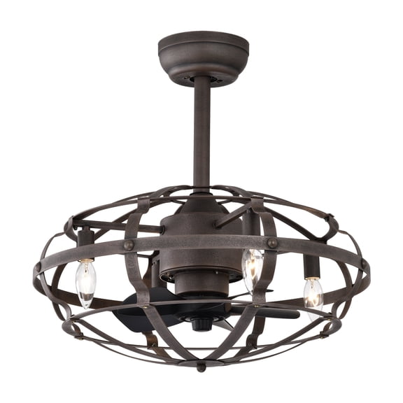 Best sells Modern Enclosed Ceiling Fan Indoor with Remote Control and Bladeless Rust Red Industrial Ceiling Fan Light Kit