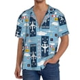 thumbnail image 3 of Xecao offers the Airplanes and Aviation Signs for Men's Casual Short-sleeved Shirt, a button-up collared shirt with a pocket, perfect for beach vacations and yacht travel in the 3X-Large size., 3 of 7
