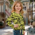 thumbnail image 3 of Xixirimido Yellow Camo Pattern Girls Casual Tunic Tops Tie-hem Long Sleeve Loose Soft Blouse T-Shirt Cute Graphic Girls Shirts, Size 7-8, 3 of 7