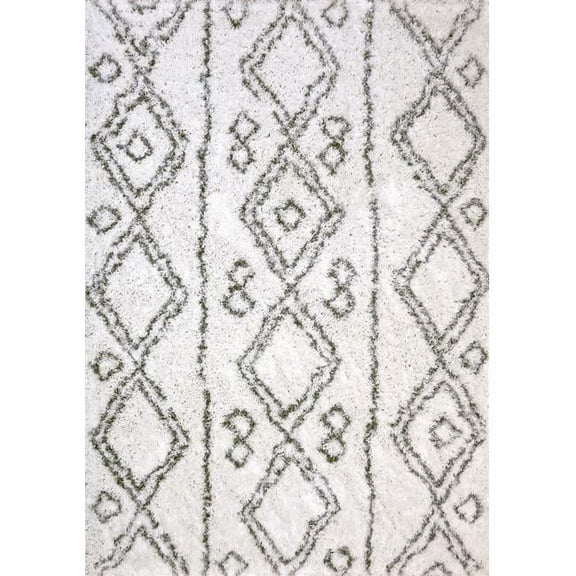 Dynamic Rugs Aztec Contemporary Area Rug White/Silver 2.7X5