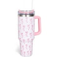 thumbnail image 1 of 40oz Pink Bow Tumbler with Handle Straw and Lid Bow-Knot Travel Coffee Tumbler Cup for Women Friend Holiday Birthday Gift, 1 of 7