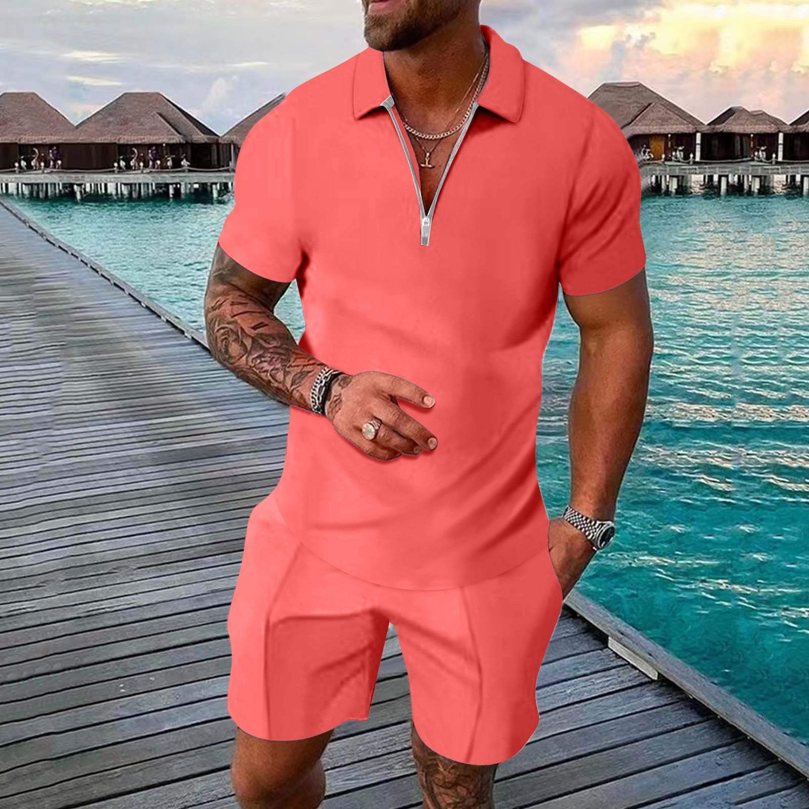 Amazon.com: Mens Short Sets 2 Piece Outfits Causal Gradient