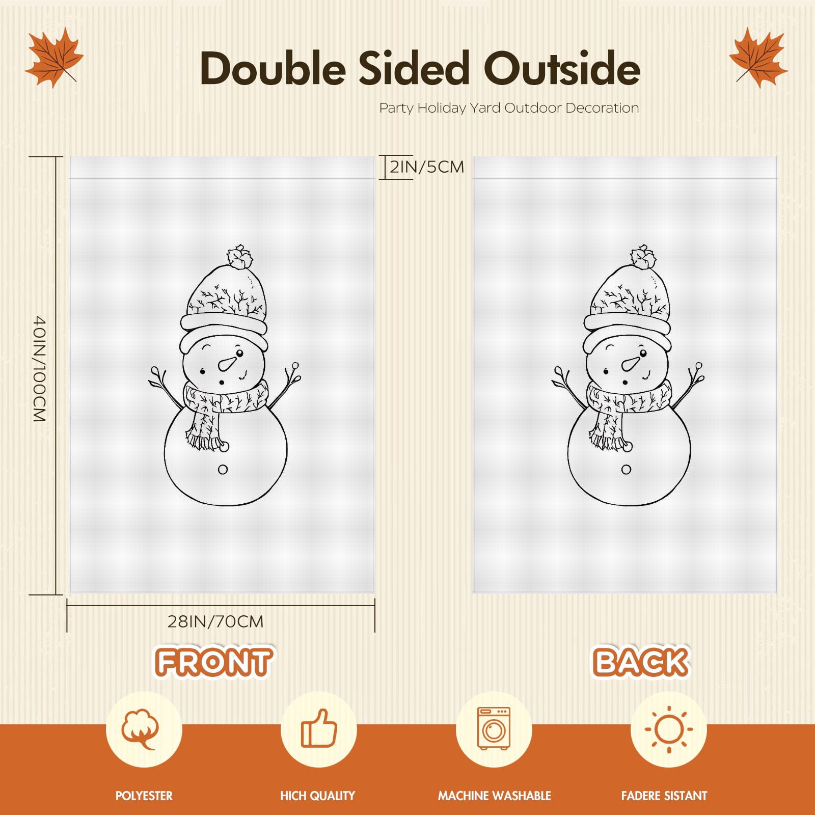 Welcome Winter Garden Flag for Outdoor - Decoration for House Front Door Farmhouse 28x40inch - Cute Cartoon Snowman House Decor - Durable Double Side Versatile Hanging Decoration
