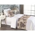 thumbnail image 2 of Floral Bed Runner Set, Nature Inspired Linear Style Drawn Rose Pattern With Shades on Beige Tone Back, Decorative Bedding Scarf & a Pillow Sham for Hotels Homes, Twin, Dimgray Camel, by Ambesonne, 2 of 3