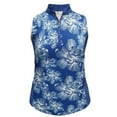 thumbnail image 1 of Monterey Club Women's Chalk Floral Print Contrast Sleeveless Golf Polo Shirt #2497, 1 of 2