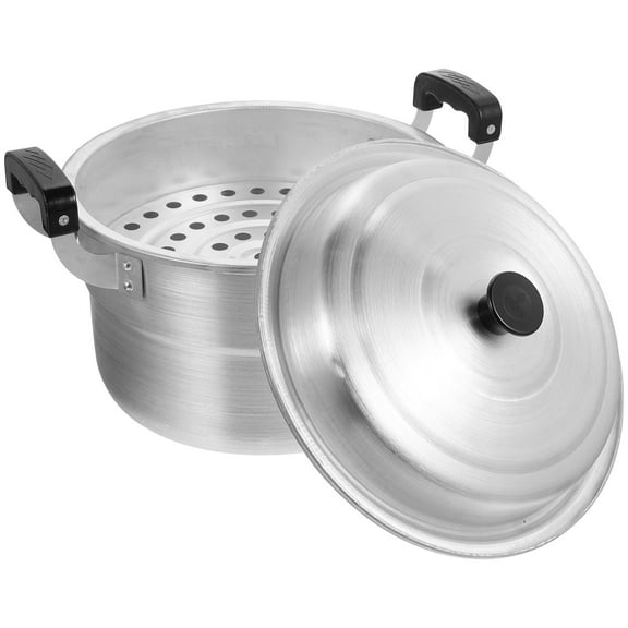 Luxshiny cooking steamer pots aluminum boiling pot silver dual handles kitchen use 1Pack