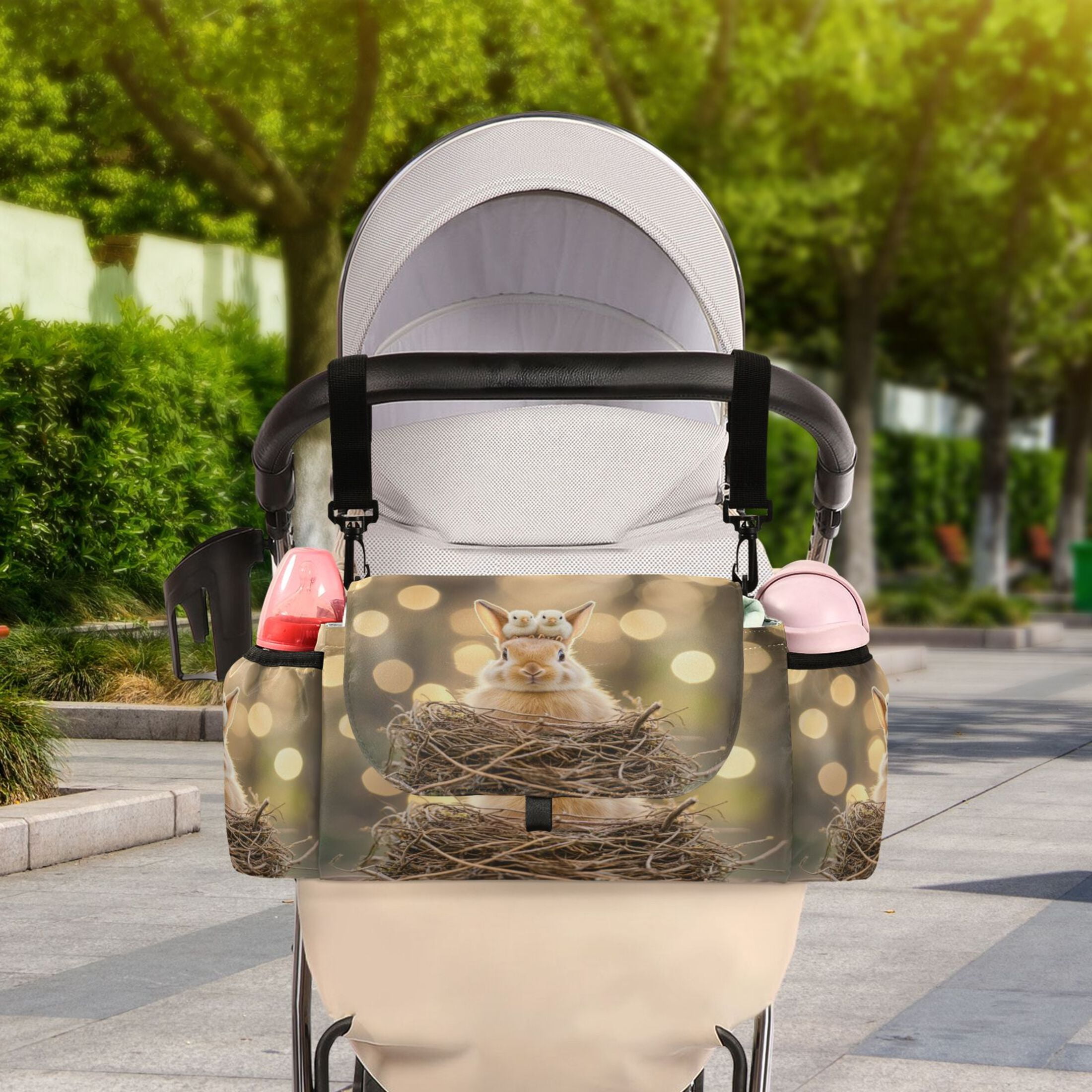 DIXRUYEE Stroller Organizer Squirrel's Spring Smile Printed