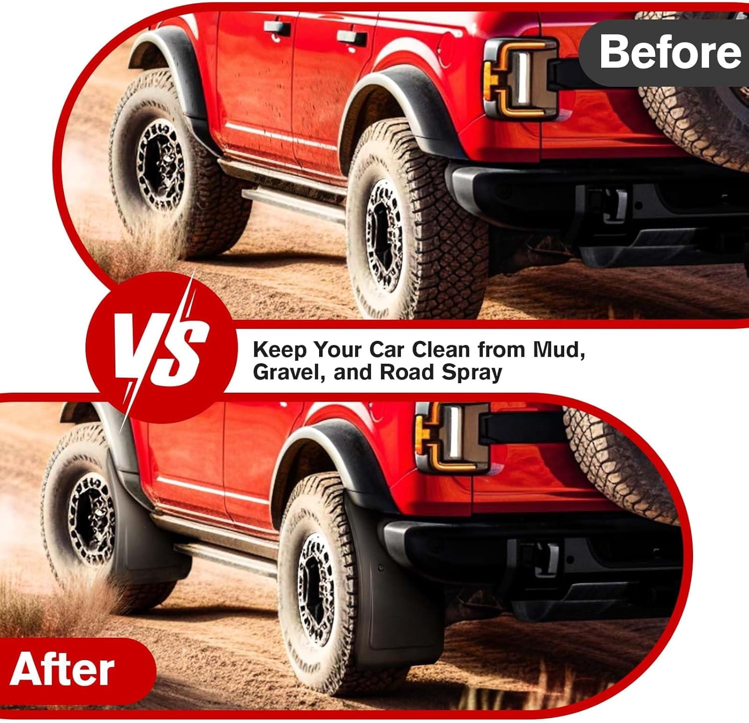 Mud Flaps for Ford Bronco 2021-2025 No Drill Splash Guards Heavy Duty Black Off-Road Accessories