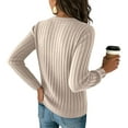 thumbnail image 4 of Womens Button Down Knit Cardigan Long Sleeve Lightweight Open Front Casual Crew Neck Sweater Tops Camel S, 4 of 5