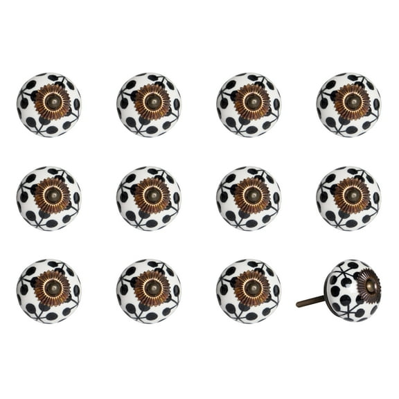 1.5" x 1.5" x 1.5" Black White and Cooper Knobs 12 Pack